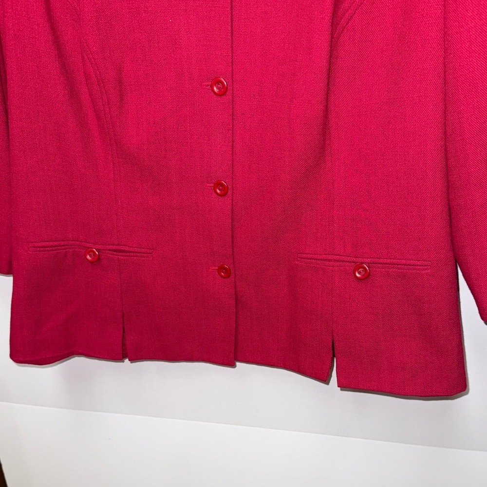 Dressbarn Red Blazer Jacket 3/4 Sleeve Single Breasted Classic Office 16W - Picture 6 of 12